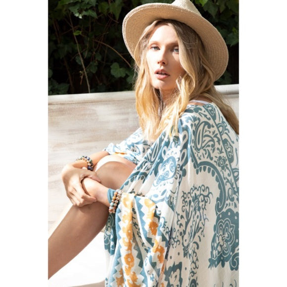 Mila Summer Blue Kimono Duster