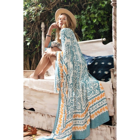 Mila Summer Blue Kimono Duster