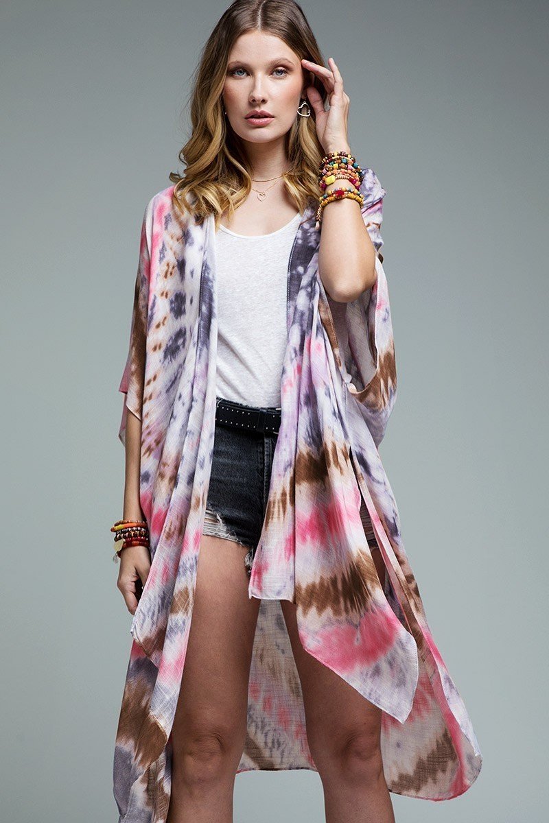 Charlotte Pink Tie Dye Kimono