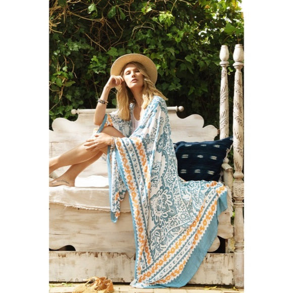 Mila Summer Blue Kimono Duster